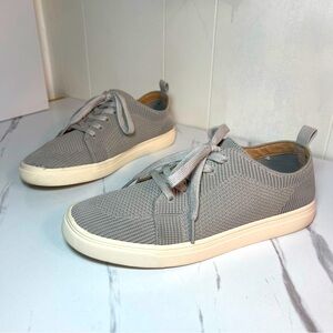 Lucky Brand Laddix Women's Sz 8.5 Shoes Beige Knit Ribbed Casual Lace Up Sneaker